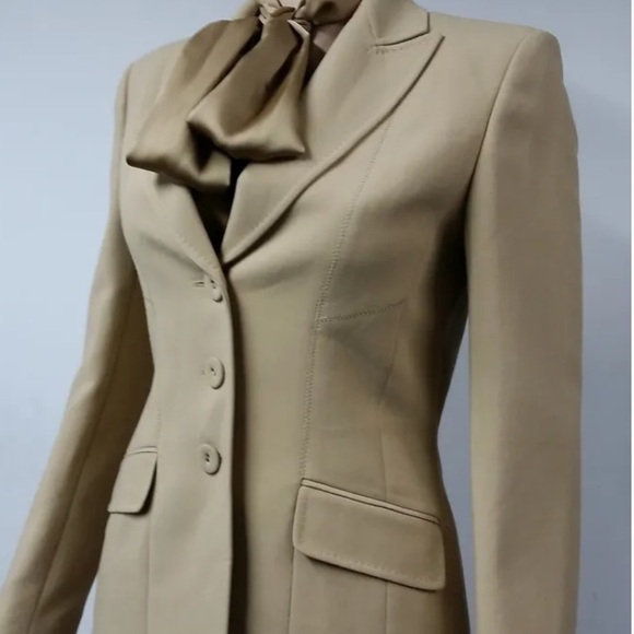 Ann Klein tan camel pantsuit size 10p career  work - Picture 2 of 13